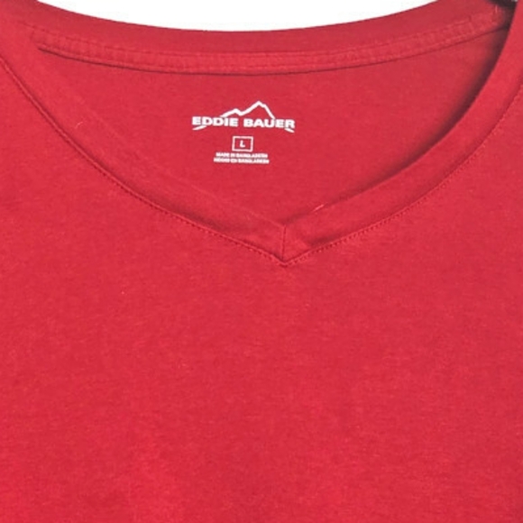 Eddie Bauer Size L Red Long Sleeve Pullover Knit Top Vee Neck - Picture 4 of 5